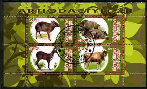 Congo 2010 Artiodactyla (Even toed Mammals) #2 perf sheetlet containing 4 values fine cto used, stamps on , stamps on  stamps on animals, stamps on  stamps on mammals, stamps on  stamps on 