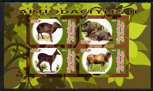Congo 2010 Artiodactyla (Even toed Mammals) #2 imperf sheetlet containing 4 values unmounted mint, stamps on animals, stamps on mammals, stamps on 