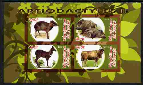 Congo 2010 Artiodactyla (Even toed Mammals) #2 imperf sheetlet containing 4 values unmounted mint, stamps on , stamps on  stamps on animals, stamps on  stamps on mammals, stamps on  stamps on 