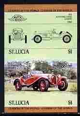 St Lucia 1984 Cars #1 (Leaders of the World) $1 Alfa Romeo (1930) se-tenant pair imperf from limited printing unmounted mint as SG 707a, stamps on cars, stamps on alfa romeo