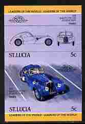 St Lucia 1984 Cars #1 (Leaders of the World) 5c Bugatti Type 57SC (1939) se-tenant pair imperf from limited printing unmounted mint as SG 703a, stamps on cars, stamps on bugatti