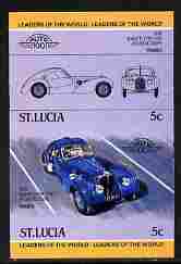 St Lucia 1984 Cars #1 (Leaders of the World) 5c Bugatti Type 57SC (1939) se-tenant pair imperf from limited printing unmounted mint as SG 703a, stamps on , stamps on  stamps on cars, stamps on  stamps on bugatti