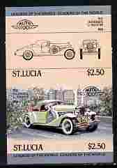St Lucia 1984 Cars #1 (Leaders of the World) $2.50 Duesenberg 1932 SJ Roadster se-tenant pair imperf from limited printing unmounted mint as SG 709a, stamps on , stamps on  stamps on cars, stamps on  stamps on duesenburg