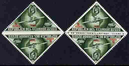 Ecuador 1939 the unissued triangular Columbus 5 sucres values opt