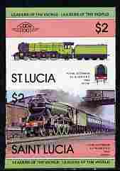 St Lucia 1983 Locomotives #1 (Leaders of the World) $2 Flying Scotsman se-tenant pair imperf from limited printing unmounted mint as SG 663a, stamps on railways
