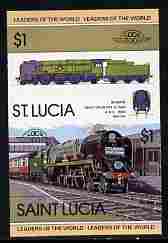 St Lucia 1983 Locomotives #1 (Leaders of the World) $1 Bodmin West Country Class se-tenant pair imperf from limited printing unmounted mint as SG 659a, stamps on , stamps on  stamps on railways