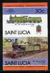 St Lucia 1985 Locomotives #4 (Leaders of the World) 30c 'Class M 4-4-0' se-tenant pair imperf from limited printing unmounted mint as SG 826a, stamps on , stamps on  stamps on railways