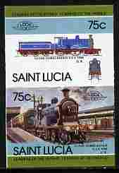 St Lucia 1985 Locomotives #4 (Leaders of the World) 75c 'Dunalastair 4-4-0' se-tenant pair imperf from limited printing unmounted mint as SG 828a, stamps on railways