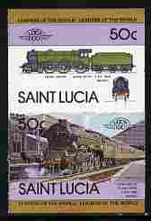 St Lucia 1983 Locomotives #1 (Leaders of the World) 50c Class B17/4 Leeds United se-tenant pair imperf from limited printing unmounted mint as SG 657a, stamps on railways