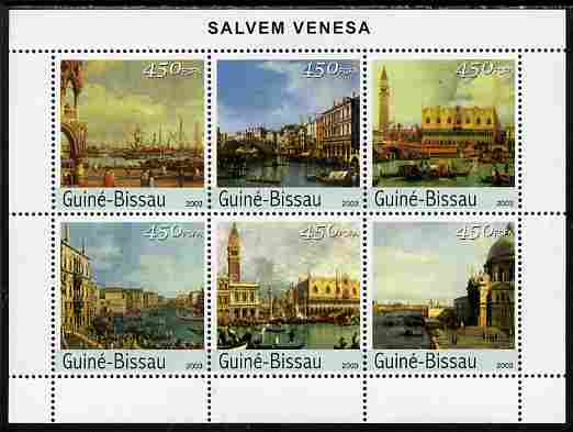 Guinea - Bissau 2003 Saving Venice perf sheetlet containing 6 values unmounted mint , stamps on arts, stamps on tourism, stamps on canals, stamps on 