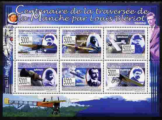 Guinea - Conakry 2009 Centenary of Channel Crossing by Louis Bleriot perf sheetlet containing 6 values unmounted mint Yv 6498-6503, stamps on personalities, stamps on aviation, stamps on bleriot