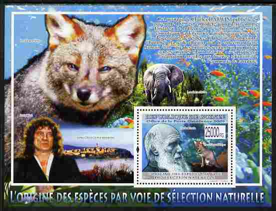 Guinea - Conakry 2009 Charles Darwin & the Origin of Species perf s/sheet unmounted mint Yv BL 1687, stamps on , stamps on  stamps on personalities, stamps on  stamps on birds, stamps on  stamps on fish, stamps on  stamps on animals, stamps on  stamps on insects, stamps on  stamps on darwin