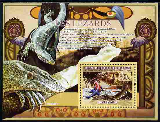Guinea - Conakry 2009 Fauna - Lizards perf s/sheet unmounted mint , stamps on animals, stamps on reptiles, stamps on lizards