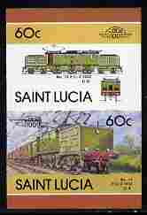 St Lucia 1986 Locomotives #5 (Leaders of the World) 60c No.13 Electric Loco se-tenant pair imperf from limited printing unmounted mint as SG 864a, stamps on , stamps on  stamps on railways