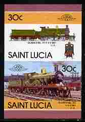 St Lucia 1986 Locomotives #5 (Leaders of the World) 30c Class D 4-4-0 No.737 se-tenant pair imperf from limited printing unmounted mint as SG 862a, stamps on railways