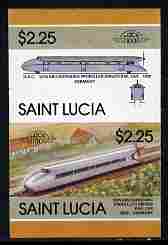 St Lucia 1986 Locomotives #5 (Leaders of the World) $2.25 Von Kruckenburg Rail Car  se-tenant pair imperf from limited printing unmounted mint as SG 870a, stamps on , stamps on  stamps on railways