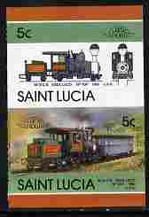 St Lucia 1986 Locomotives #5 (Leaders of the World) 5c Rack Loco Tip-Top se-tenant pair imperf from limited printing unmounted mint as SG 858a, stamps on , stamps on  stamps on railways