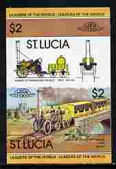 St Lucia 1983 Locomotives #1 (Leaders of the World) $2 Stephensons Rocket se-tenant pair imperf from limited printing unmounted mint as SG 665a, stamps on railways