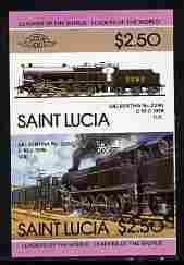 St Lucia 1985 Locomotives #4 (Leaders of the World) $2.50 Big Bertha 0-10-0 se-tenant pair imperf from limited printing unmounted mint as SG 830a, stamps on railways