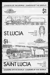 St Lucia 1983 Locomotives #1 (Leaders of the World) $1 Schools Class Eton 4-6-0 se-tenant pair imperf proof in black only unmounted mint as SG 661a, stamps on railways