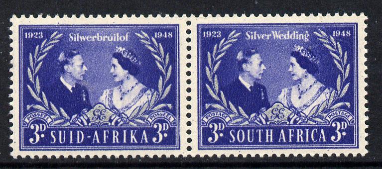 South Africa 1948 KG6 Royal Silver Wedding bi-lingual horizontal pair unmounted mint, SG 125, stamps on royalty, stamps on silver wedding, stamps on  kg6 , stamps on 