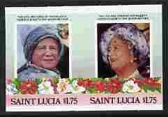 St Lucia 1985 Life & Times of HM Queen Mother (Leaders of the World) $1.75 se-tenant pair imperf from limited printing unmounted mint as SG 838a, stamps on royalty, stamps on queen mother