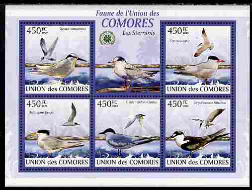 Comoro Islands 2009 Sea Birds perf sheetlet containing 5 values unmounted mint Yv 1676-80, Mi 2397-2401, stamps on birds