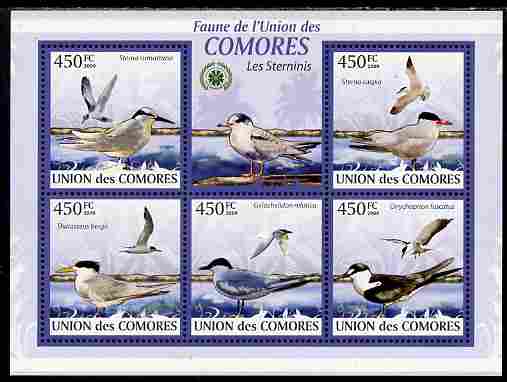 Comoro Islands 2009 Sea Birds perf sheetlet containing 5 values unmounted mint Yv 1676-80, Mi 2397-2401, stamps on , stamps on  stamps on birds