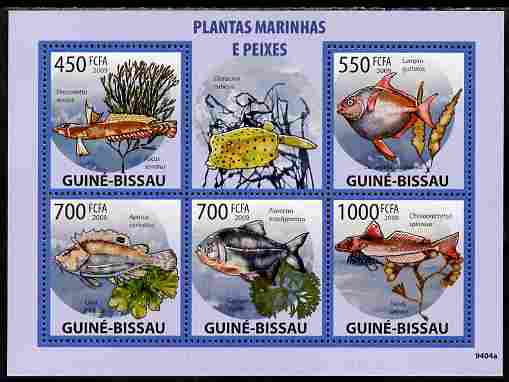 Guinea - Bissau 2009 Marine Plants & Fishes perf sheetlet containing 5 values unmounted mint Yv 2991-95, stamps on , stamps on  stamps on marine life, stamps on  stamps on fish