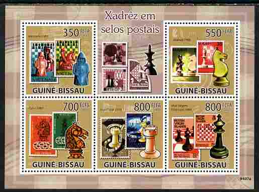 Guinea - Bissau 2009 Chess on Stamps perf sheetlet containing 5 values unmounted mint Yv 3006-10, stamps on , stamps on  stamps on chess, stamps on  stamps on stamponstamp, stamps on  stamps on stamp on stamp