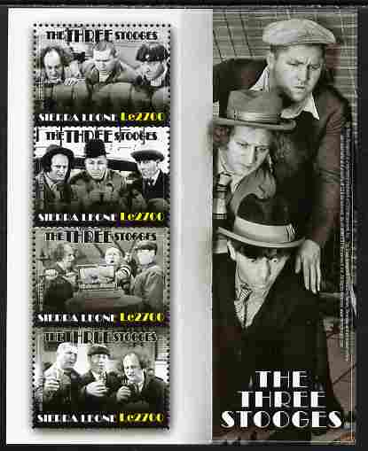 Sierra Leone 2009 The Three Stooges perf sheetlet containing 4 values unmounted mint, stamps on , stamps on  stamps on personalities, stamps on  stamps on films, stamps on  stamps on cinema, stamps on  stamps on movies, stamps on  stamps on comedy