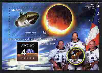 St Kitts 2009 40th Anniversary of Moon Landing perf s/sheet unmounted mint, stamps on , stamps on  stamps on personalities, stamps on  stamps on space, stamps on  stamps on apollo, stamps on  stamps on 