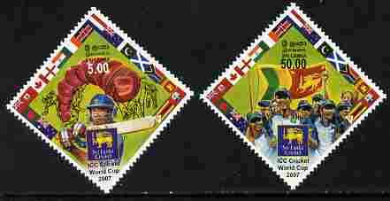 Sri Lanka 2007 Cricket World Cup Diamond shaped set of 2 unmounted mint SG 1863-64, stamps on sport, stamps on cricket, stamps on diamond