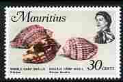 Mauritius 1972-74 Harp Shells 30c chalky paper (from def set) unmounted mint, SG 445