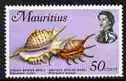 Mauritius 1972-74 Spider Shells 50c chalky paper (from def set) unmounted mint, SG 448, stamps on marine life, stamps on shells