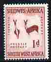 South West Africa 1954 Two Bucks Rock Painting 1d from def set unmounted mint, SG 154, stamps on animals, stamps on arts