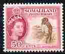 Somaliland 1953-58 Martial Eagle 50c brown & rose-carmine unmounted mint, SG 143, stamps on , stamps on  stamps on birds, stamps on  stamps on birds of prey, stamps on  stamps on eagles