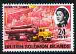 Solomon Islands 1968-71 Hauling Timber 24c unmounted mint, SG 176, stamps on timber, stamps on trucks