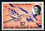 Solomon Islands 1968-71 Internal Air Service $2 unmounted mint, SG 180, stamps on aviation, stamps on maps