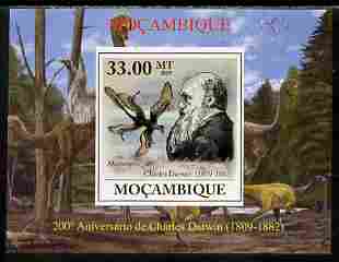 Mozambique 2009 200th Birth Anniversary of Charles Darwin #05 individual imperf deluxe sheet unmounted mint. Note this item is privately produced and is offered purely on its thematic appeal, stamps on personalities, stamps on science, stamps on animals, stamps on birds, stamps on dinosaurs, stamps on darwin