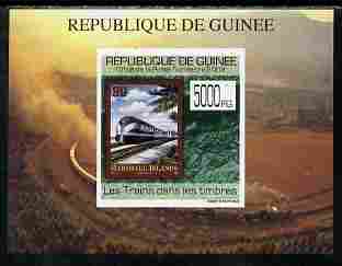 Guinea - Conakry 2009 Trains on Stamps #3 individual imperf deluxe sheetlet unmounted mint. Note this item is privately produced and is offered purely on its thematic appeal , stamps on stamp on stamp, stamps on stamponstamp, stamps on railways