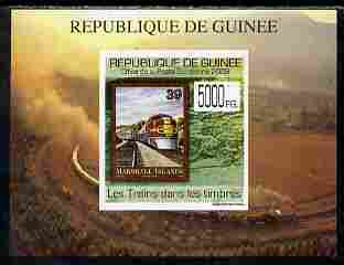 Guinea - Conakry 2009 Trains on Stamps #4 individual imperf deluxe sheetlet unmounted mint. Note this item is privately produced and is offered purely on its thematic appeal , stamps on , stamps on  stamps on stamp on stamp, stamps on  stamps on stamponstamp, stamps on  stamps on railways