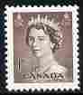Canada 1953 QEII 1c purple-brown unmounted mint SG 450, stamps on qeii, stamps on royalty