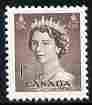 Canada 1953 QEII 1c purple-brown unmounted mint SG 450, stamps on , stamps on  stamps on qeii, stamps on  stamps on royalty