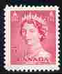 Canada 1953 QEII 3c carmine unmounted mint SG 452, stamps on , stamps on  stamps on qeii, stamps on  stamps on royalty