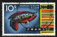 Ghana 1965 New Currency 1c20 on 10s Jewel Cichlid fine cds used, SG 390, stamps on , stamps on  stamps on fish