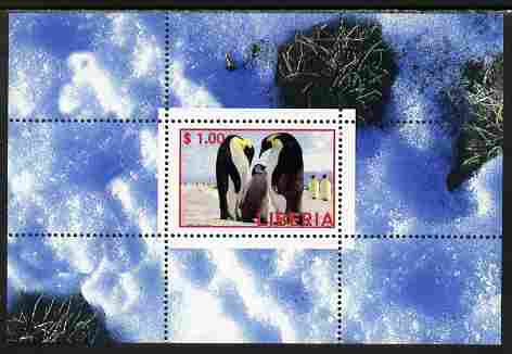 Liberia 2000 Penguins perf s/sheet unmounted mint, stamps on , stamps on  stamps on birds, stamps on  stamps on penguins, stamps on  stamps on polar