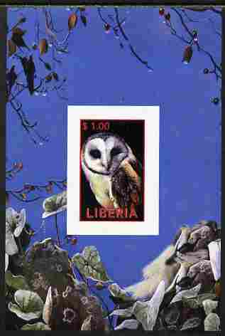 Liberia 2000 Owls #2 imperf s/sheet unmounted mint, stamps on birds, stamps on owls, stamps on birds of prey
