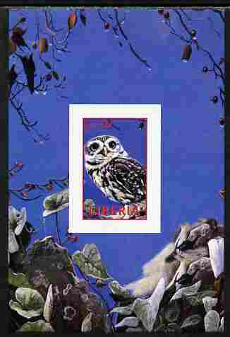 Liberia 2000 Owls #4 imperf s/sheet unmounted mint, stamps on , stamps on  stamps on birds, stamps on  stamps on owls, stamps on  stamps on birds of prey