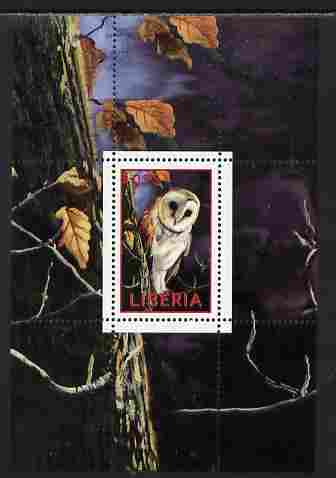 Liberia 2000 Owls #5 perf s/sheet unmounted mint, stamps on birds, stamps on owls, stamps on birds of prey